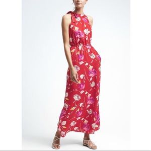 Banana Republic Tie Neck Maxi Dress